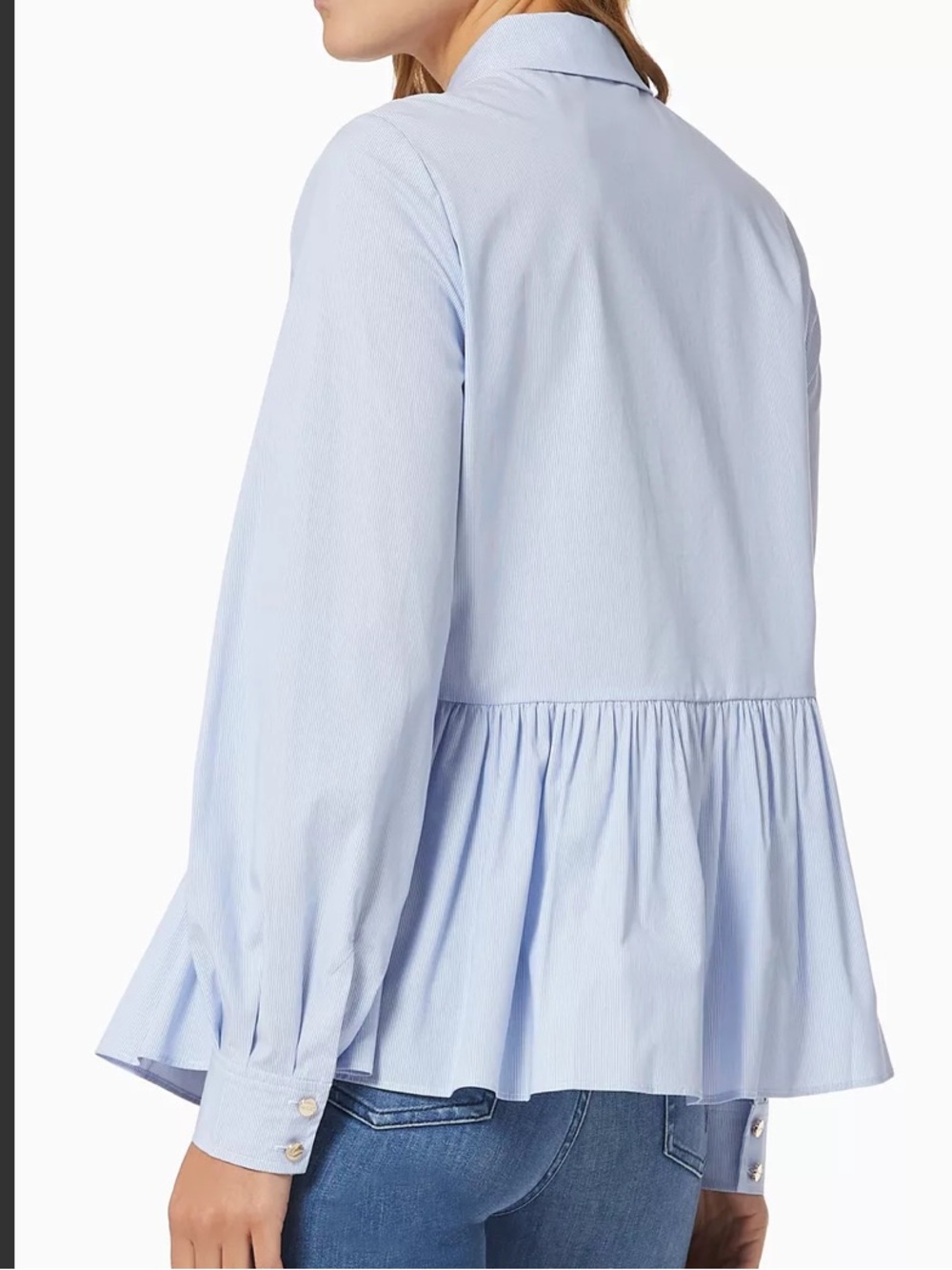 Ted Baker Ollwen Peplum Shirt in Striped Cotton Poplin 12 - Picture 2 of 12